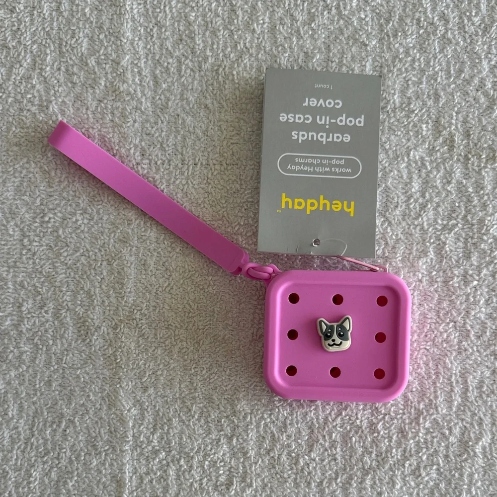 Heyday Pink Earbuds Pop-in Case Cover with Dog Charm